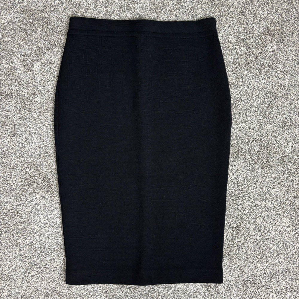 3.1 Phillip Lim‎ Merino Wool Black Stretch Knit Pencil Skirt Size M